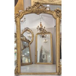 Miroir Louis XV doré feuilles d'or 110*162cm