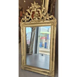 Gilded Wood Mirror With Antique Glass, 70.125 Cm