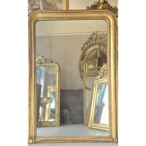 Miroir Louis Philippe feuilles d'or ancien au mercure époque 105*152cm