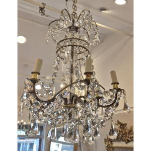 Antique Gilded Bronze Baccarat Chandelier, 50 X 70 Cm