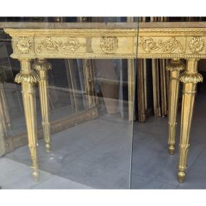 Console Empire doré feuilles d'or 112*56*97cm