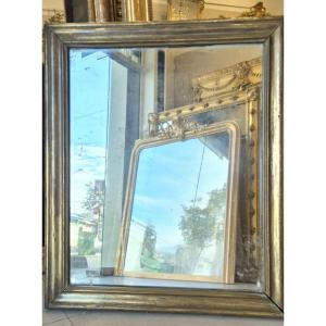 Copper And Wood "bistrot" Mirror With Mercury Accents, 81 X 98 Cm