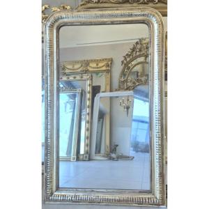 Antique Silver-plated Louis Philippe Mirror, 88 X 142 Cm