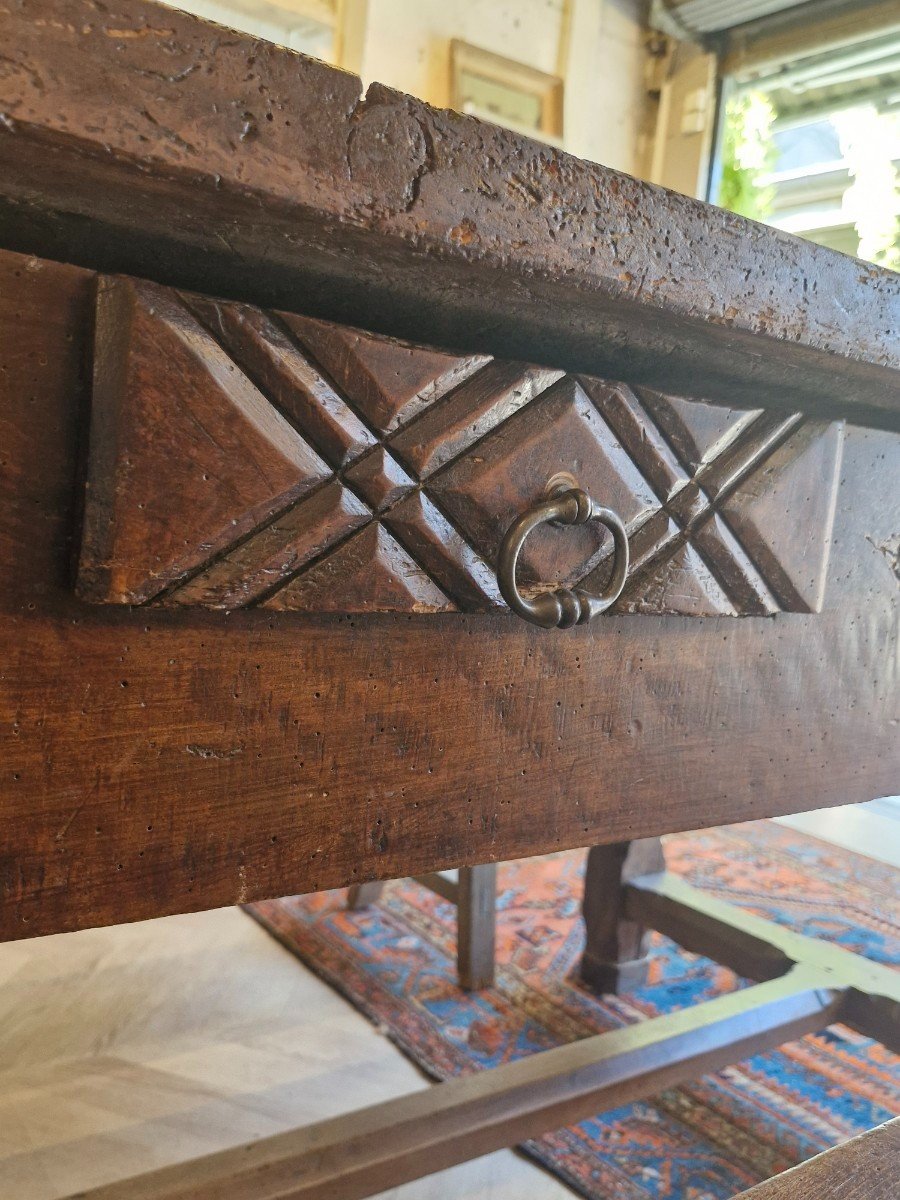 Farmhouse Table And Two Oak Benches-photo-1