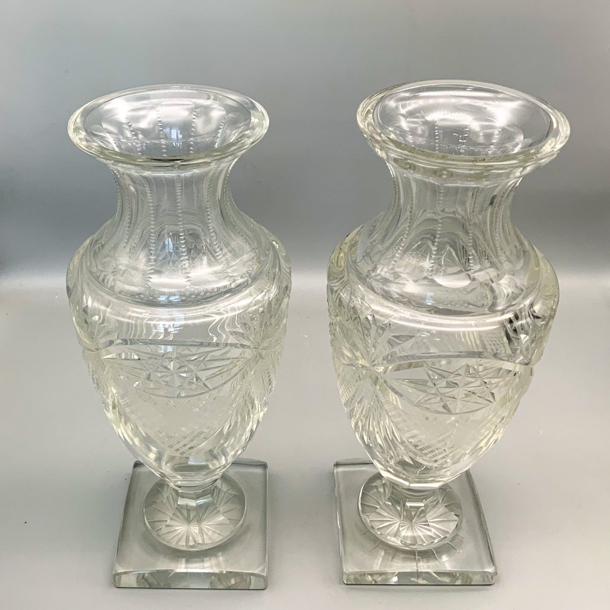 Paire De Vases Cristal 1900-photo-2