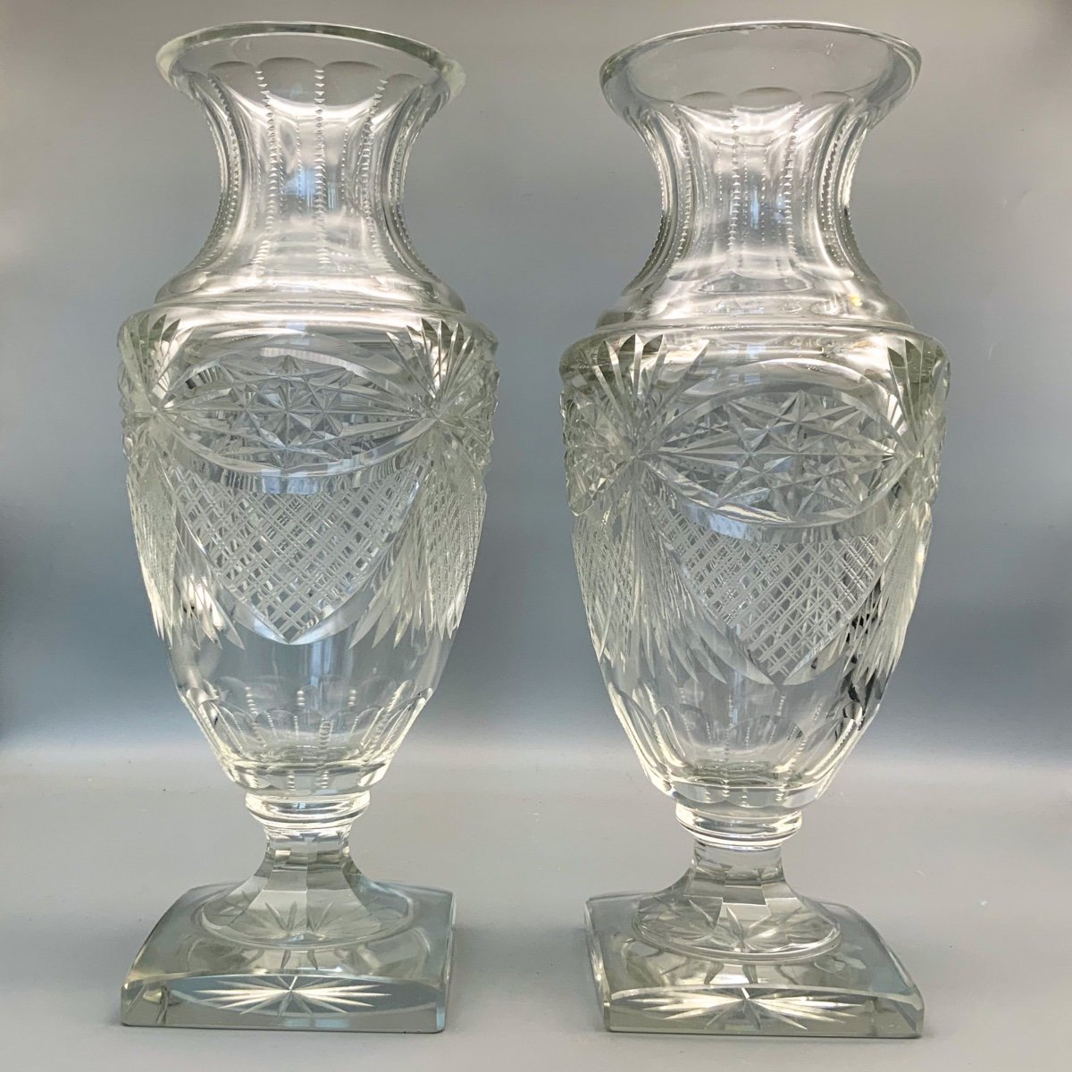 Paire De Vases Cristal 1900