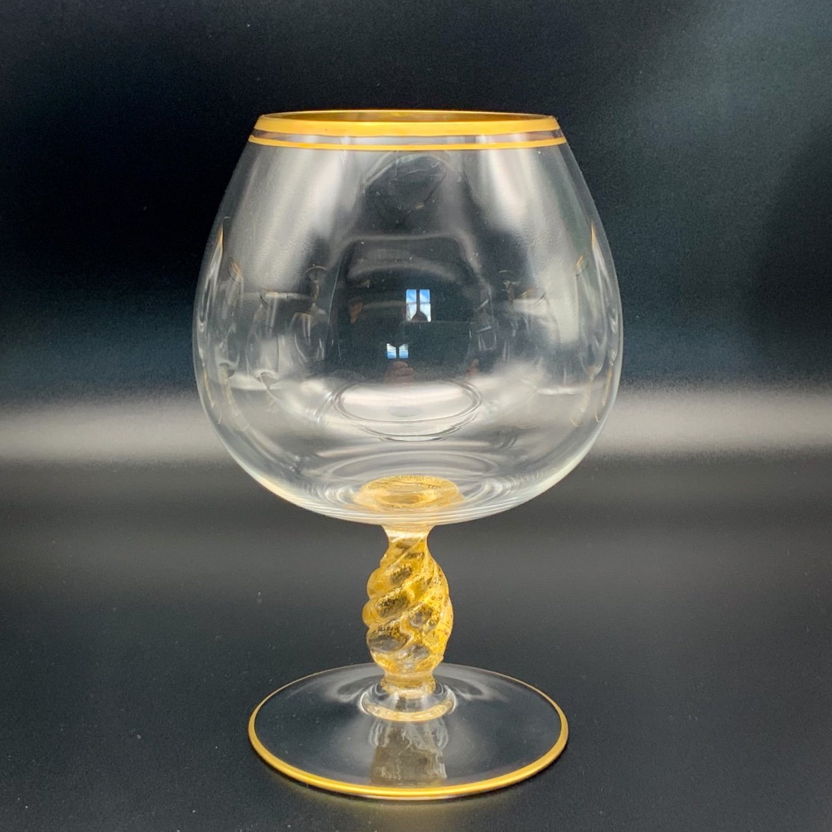 Murano 8 Large Tasting Glasses In Blown Glass With Gold Inclusions
