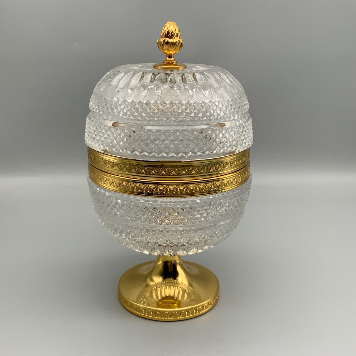 Cut Crystal And Gold Metal Candy Box