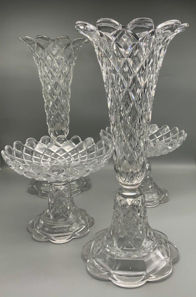 Baccarat Paire De Vases Et Paire De Coupes Cristal-photo-4