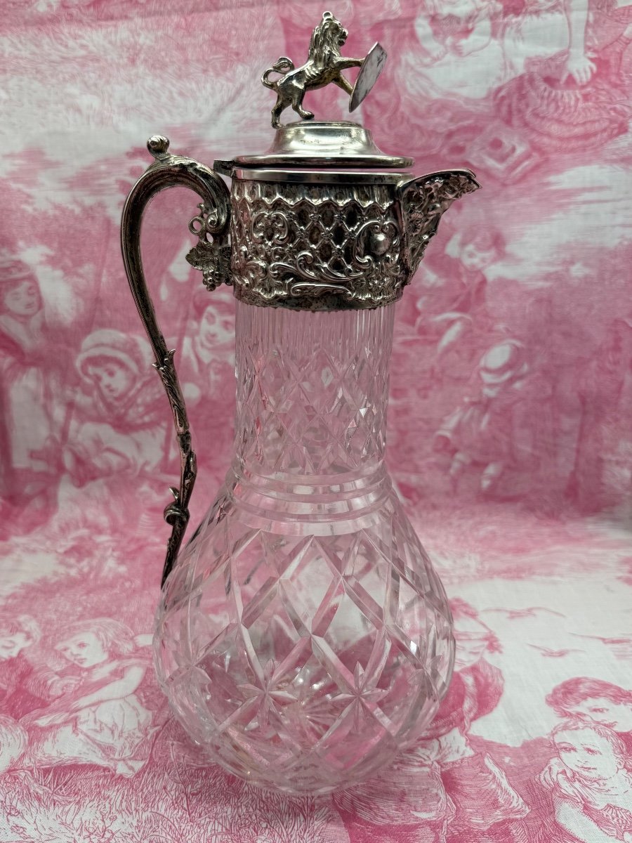 Crystal And Silver Metal Ewer