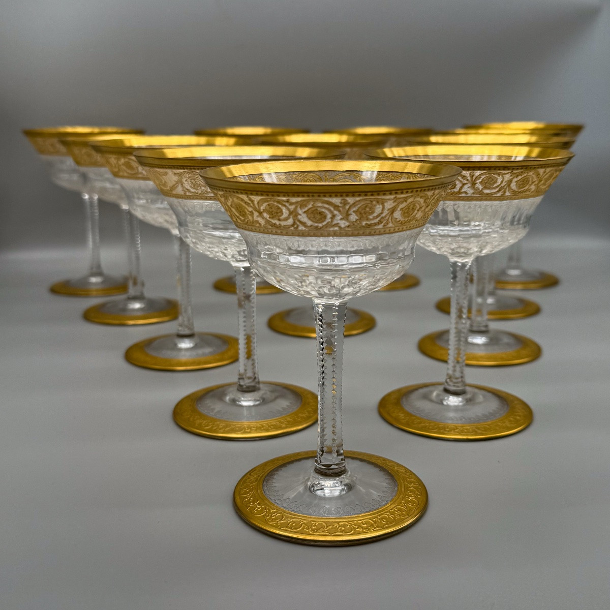 Saint Louis 12 Thistle Champagne Glasses -photo-2