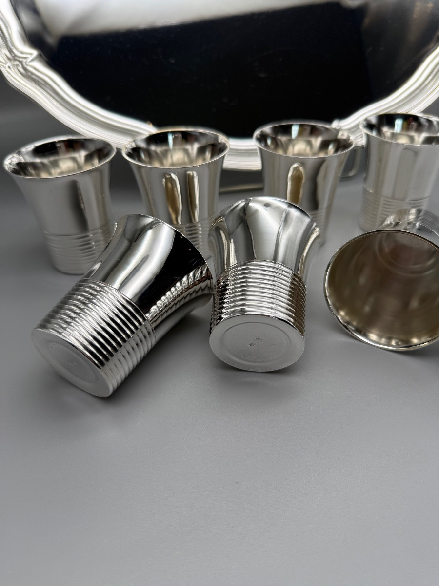 8 Cups + Silver Metal Tray -photo-3