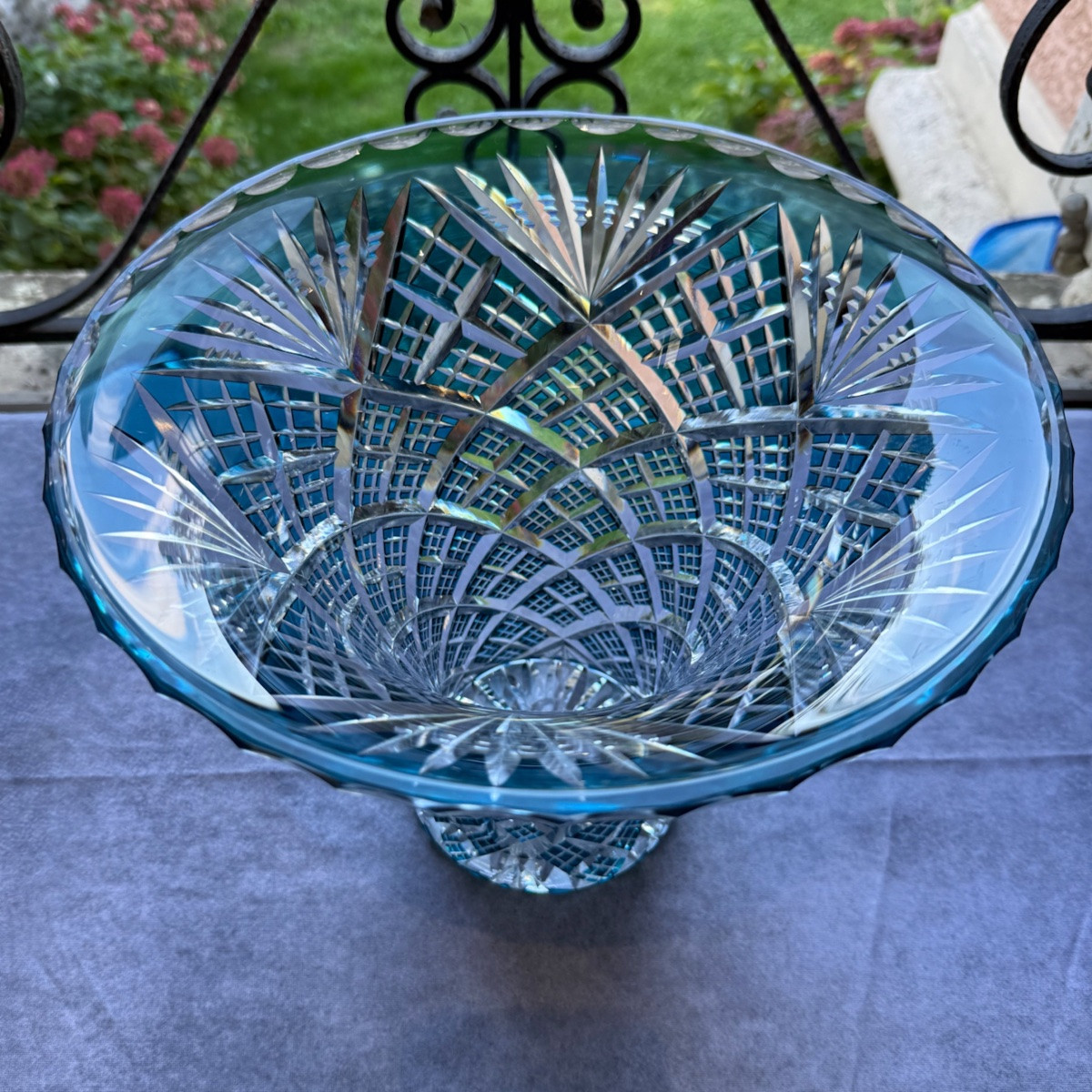 Blue Lined Crystal Vase  -photo-4