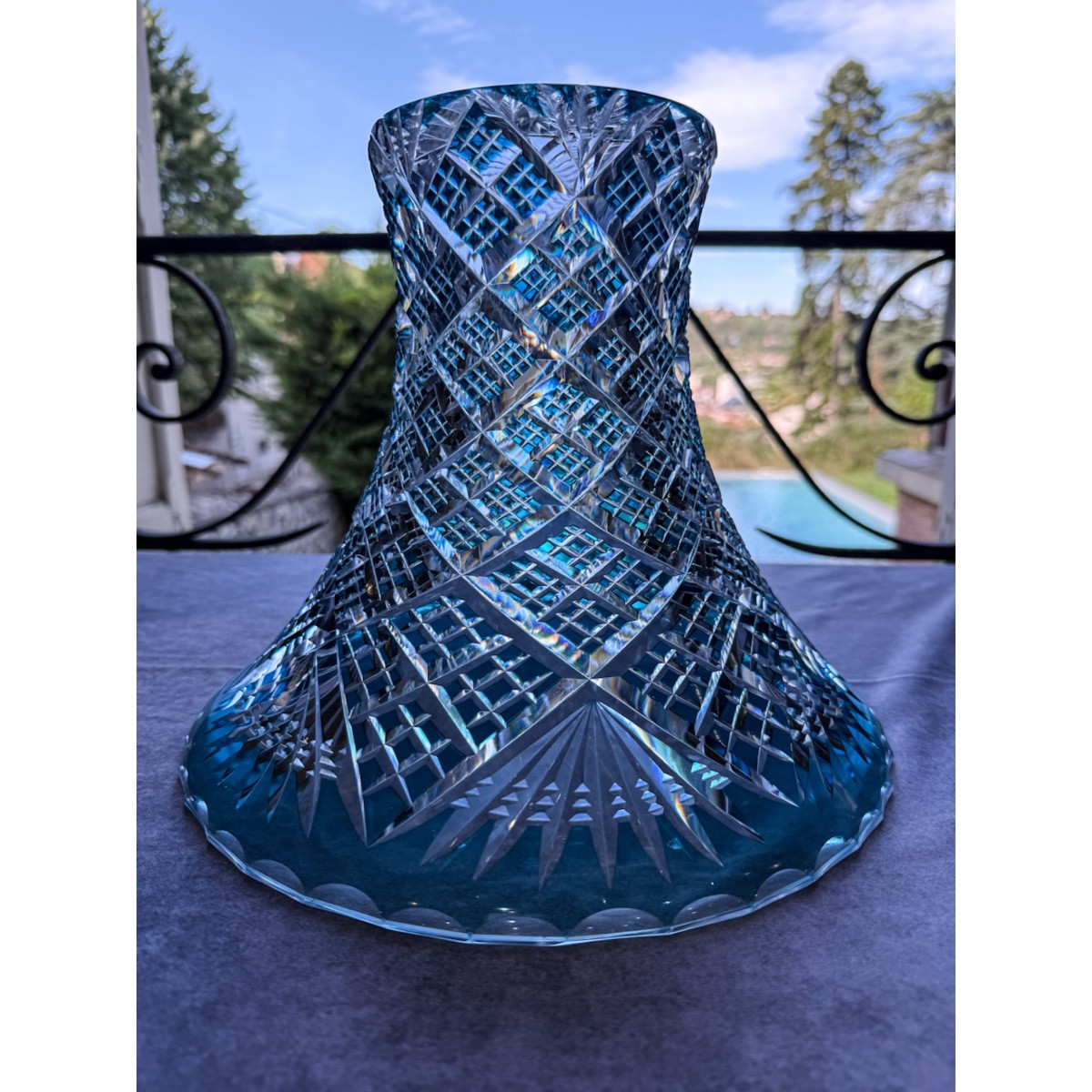 Blue Lined Crystal Vase  -photo-1