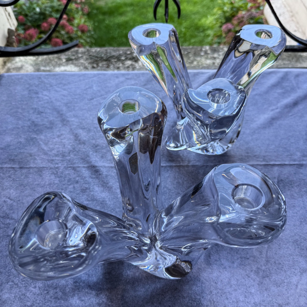 Pair Of Val Saint Lambert Candlesticks-photo-2