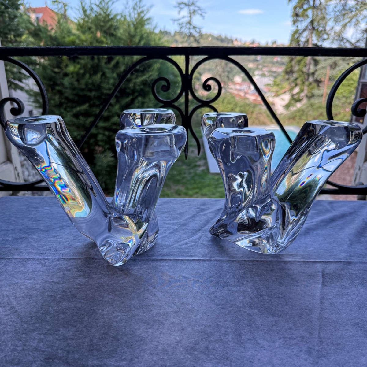 Pair Of Val Saint Lambert Candlesticks