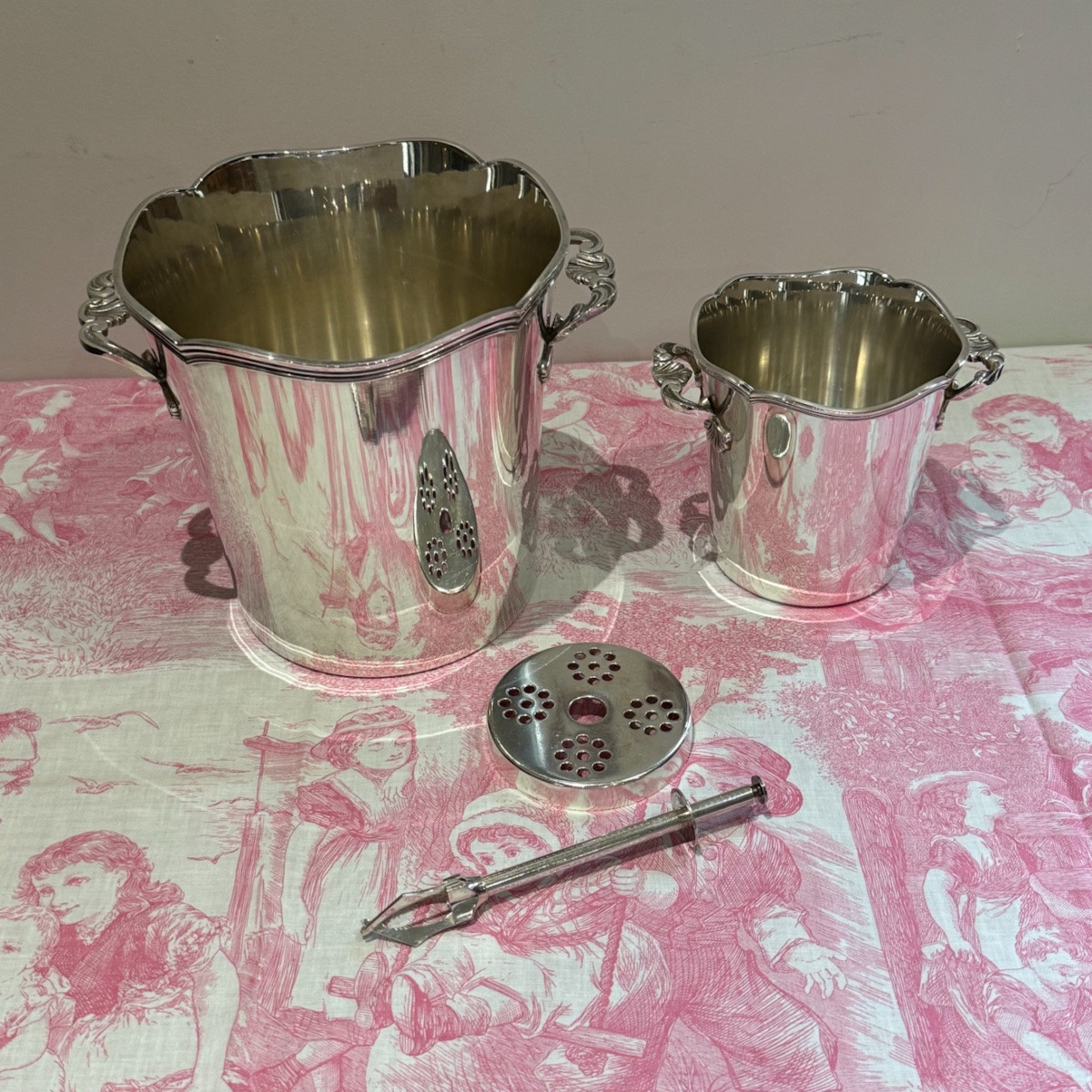 Champagne Bucket, Ice Bucket, Ice Tongs, Louis XV Style-photo-3