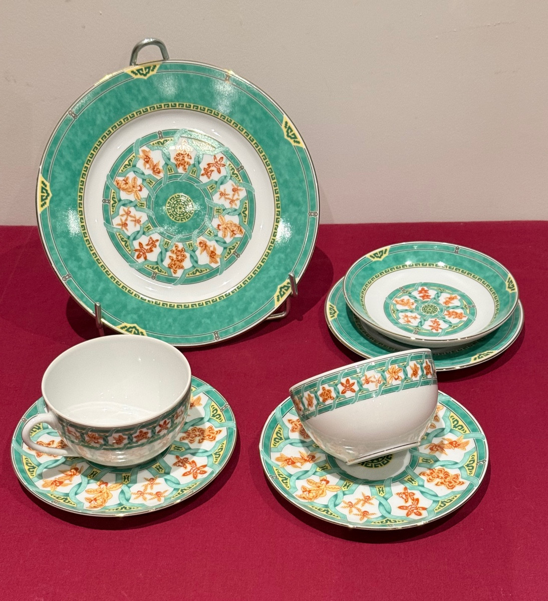 Christofle Déjeuner en porcelaine Océana Vert Ginkgo 