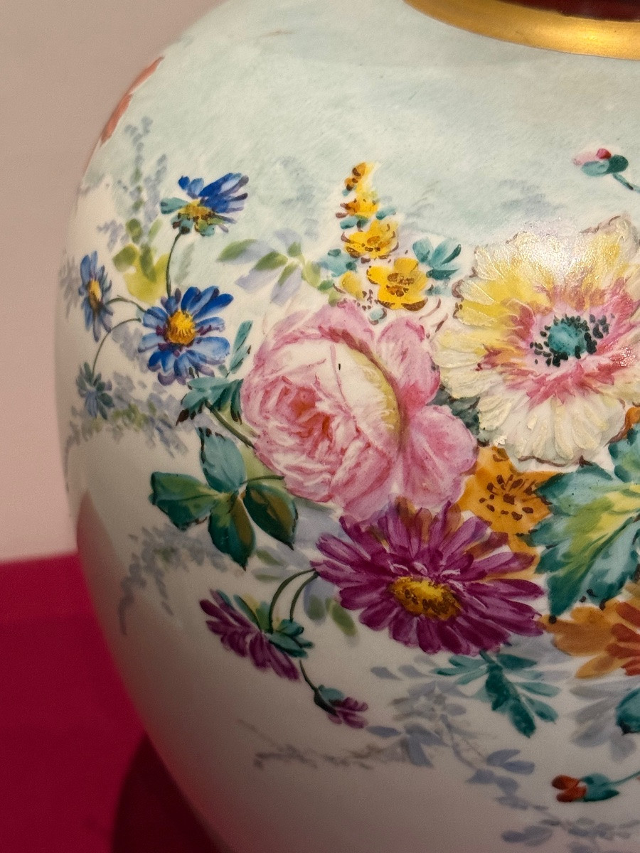 1900 Porcelain Vase With Hand-painted Decoration-photo-4