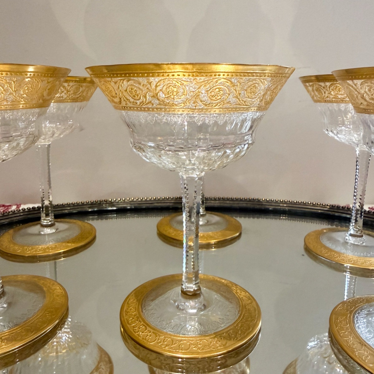 Saint Louis 6 Thistle Champagne Glasses -photo-2