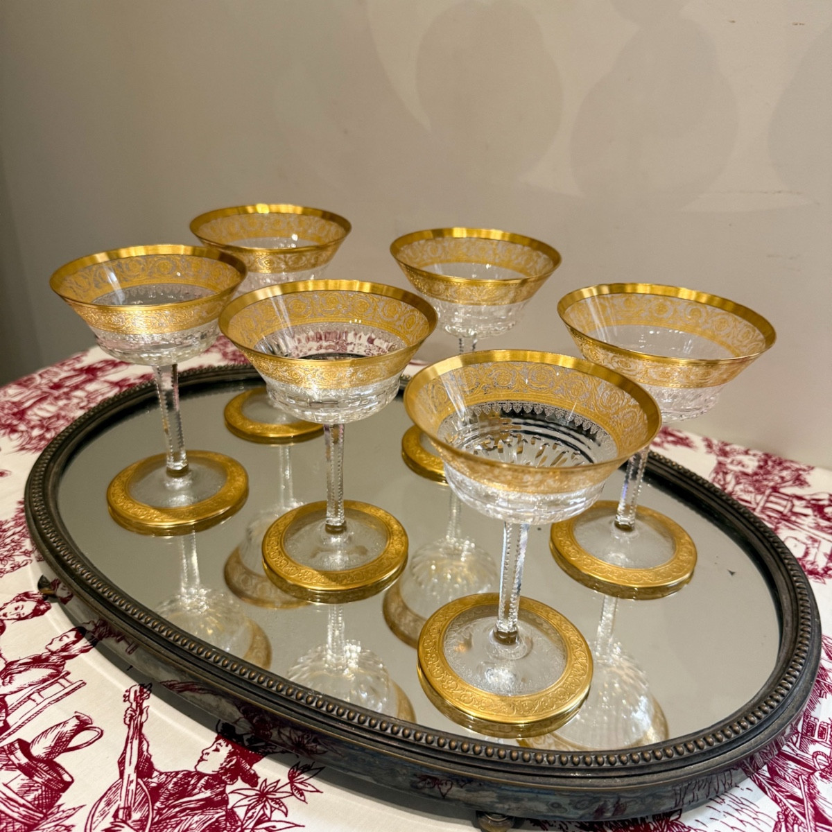 Saint Louis 6 Thistle Champagne Glasses 