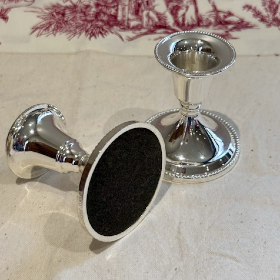 Christofle paire de petits bougeoirs Perles-photo-3