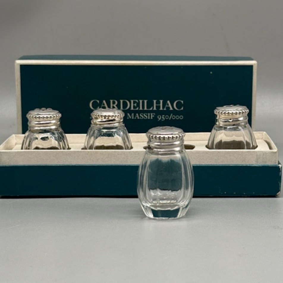 Cardeilhac 4 Crystal And Silver Salt Shakers