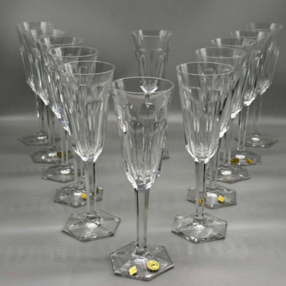 12 flûtes à champagne cristal de Lorraine