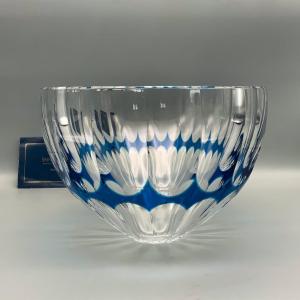 Saint Louis Coupe / Saladier Cristal Doublé Bleu