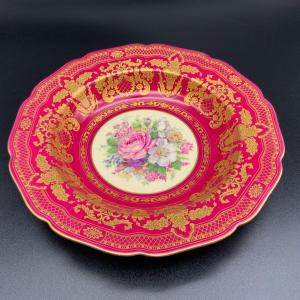 Assiette plate piédouche porcelaine Limoges J.B.T. Cie fleurs pas cher –  MAISON DE FAMILLE BROCANTE ART DE LA TABLE