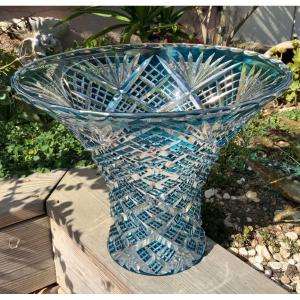 Vase cristal doublé bleu  