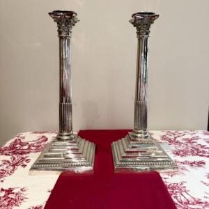 Pair Of Silver-plated Candlesticks Richard Hodd & Co Ltd