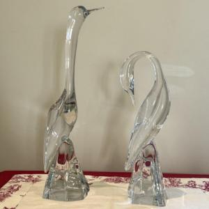 Daum Large Crystal Heron Pair