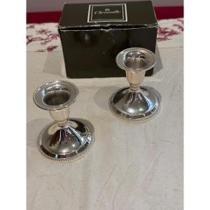 Christofle paire de bougeoirs Perles