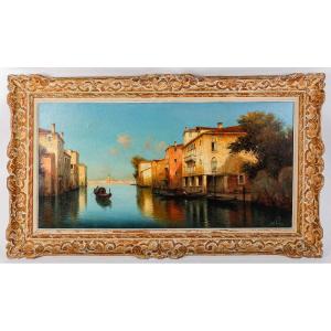 Alphonse Lecoz Gondoles Sur Un Canal De Venise Huile Sur Toile Vers 1890-1900