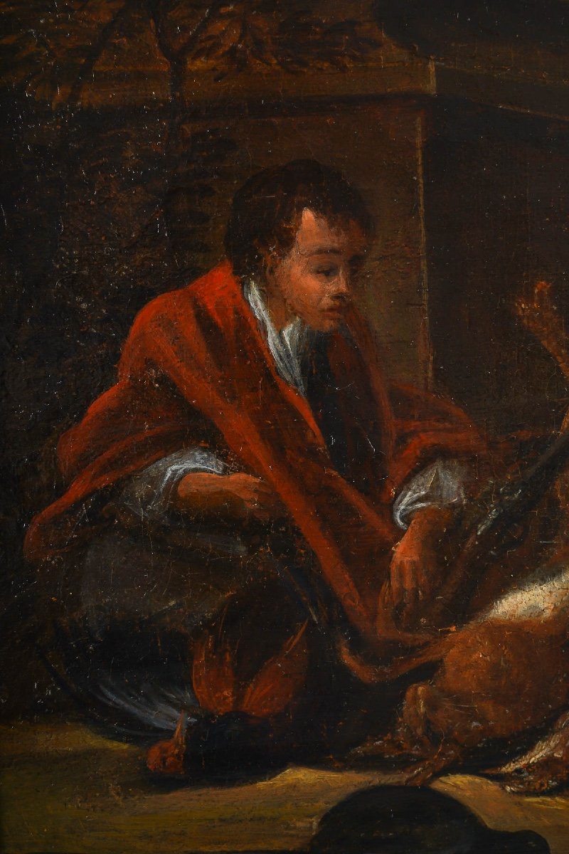 Adriaen De Gryef (1670-1722) - Retours De Chasse Paire D’huiles Sur Toile Vers 1680-photo-4