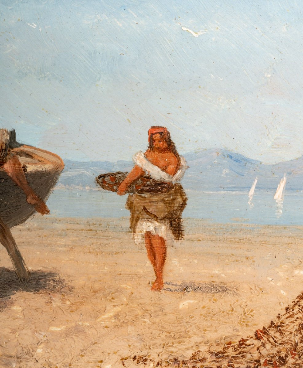 Frank William Warwick Topham (1838-1924) - Capri Pêcheurs Au Repos Huile Sur Panneau Vers 1863-photo-1