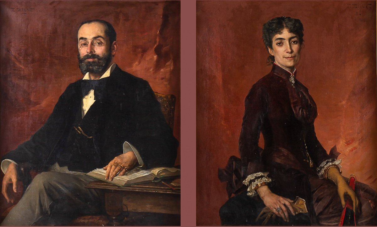 Proantic: Edmond Louis Dupain Portraits Of Monsieur And Madame Théodo