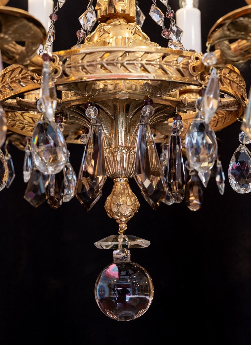 Revolutionary-style Chandelier In Chiseled And Gilded Bronze, 19th Century.-photo-5