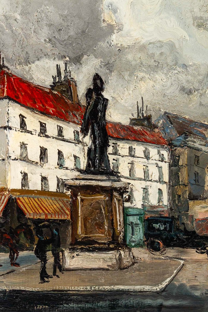 Franck Will (1900-1951) Place De La Grosse Horloge à La Rochelle Huile Sur Toile Vers 1925-1930-photo-3