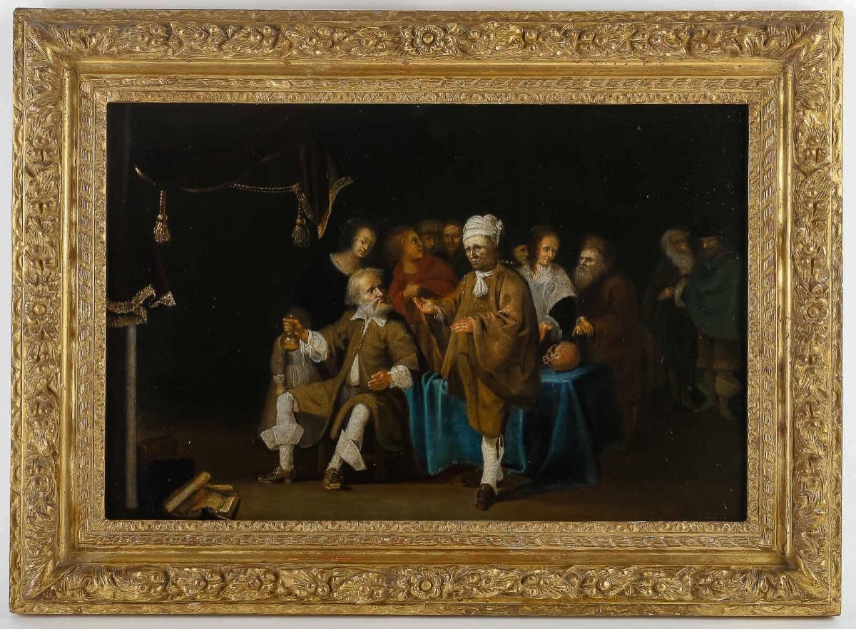 The Alchemist And Vanity Oil On Panel Flemish School Of The 17th Century-photo-4