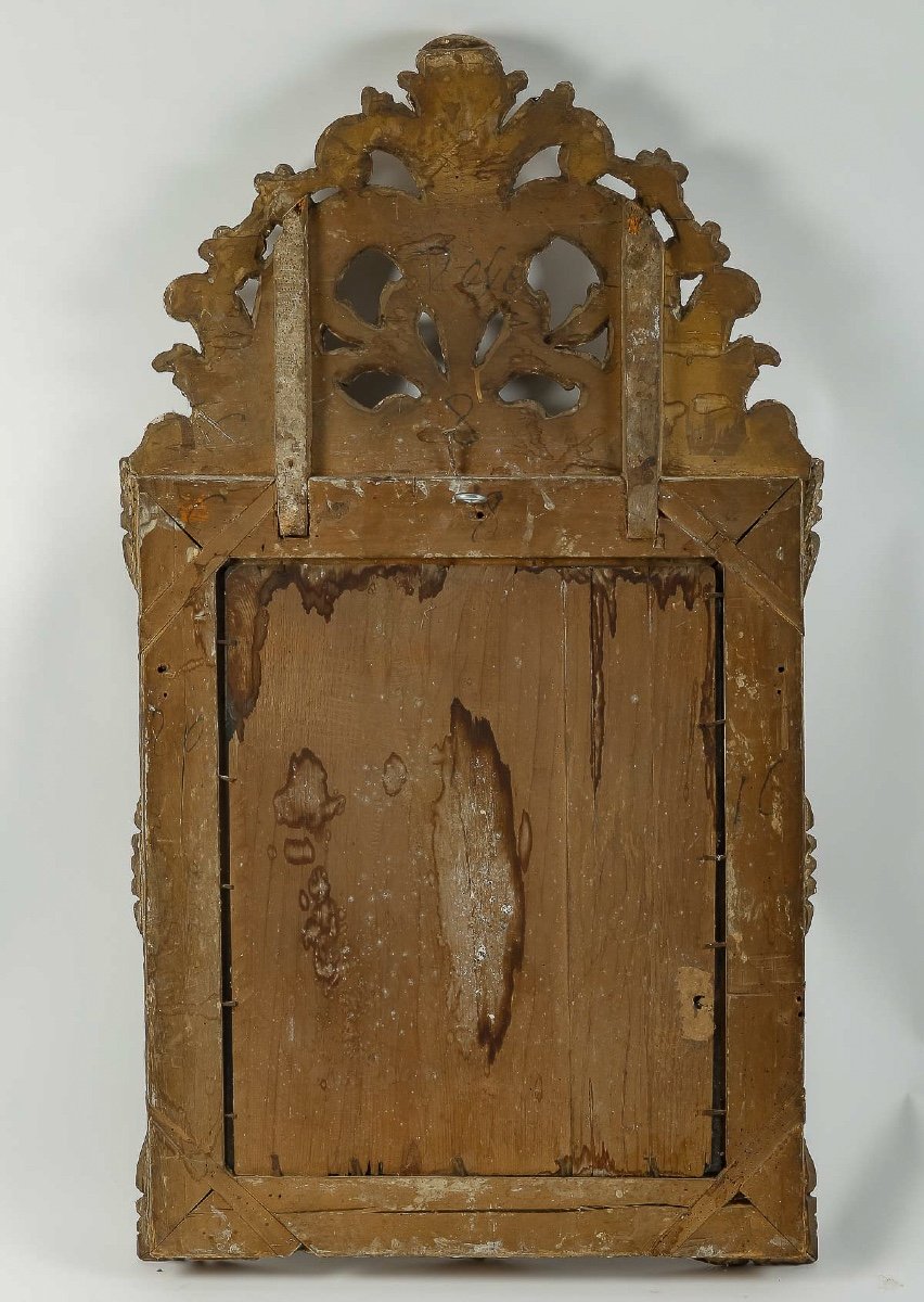 époque Régence Vers 1715-1723 Miroir à Parecloses Et à Fronton En Bois Argenté-photo-5