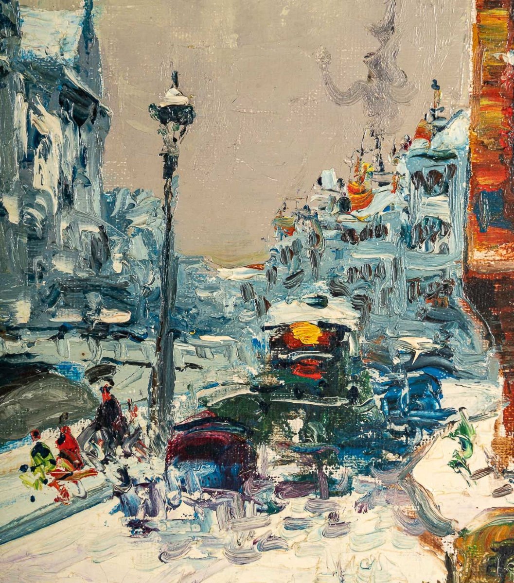 Mério Ameglio (1897-1970) Notre-dame De Paris Under The Snow Oil On Canvas Circa 1950-photo-1