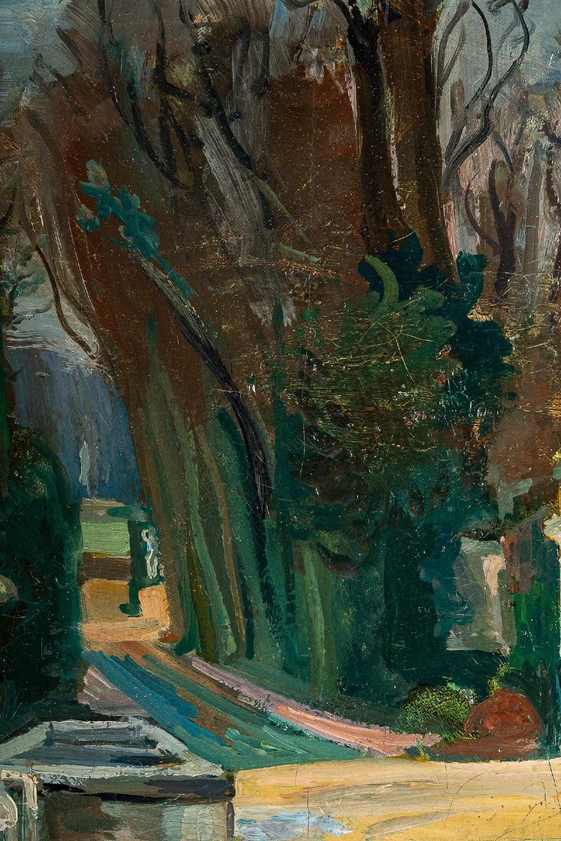 André Planson (1898-1981) Parc De La Ferté Sous Jouarre Oil On Canvas Circa 1943-photo-1