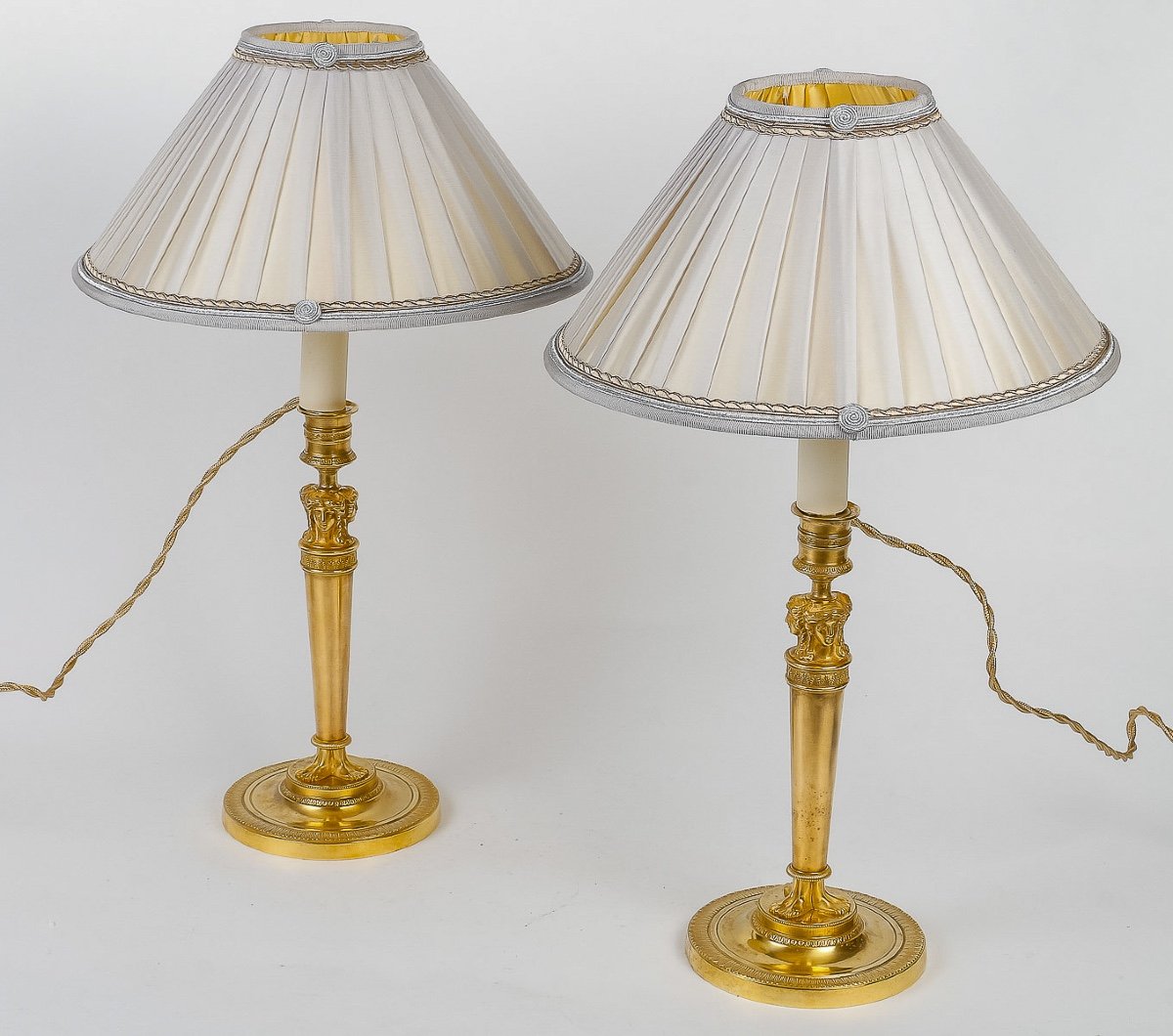 Pair Of Candlesticks Converted In Table-lamps Attributed To Claude Galle Circa 1810-photo-2