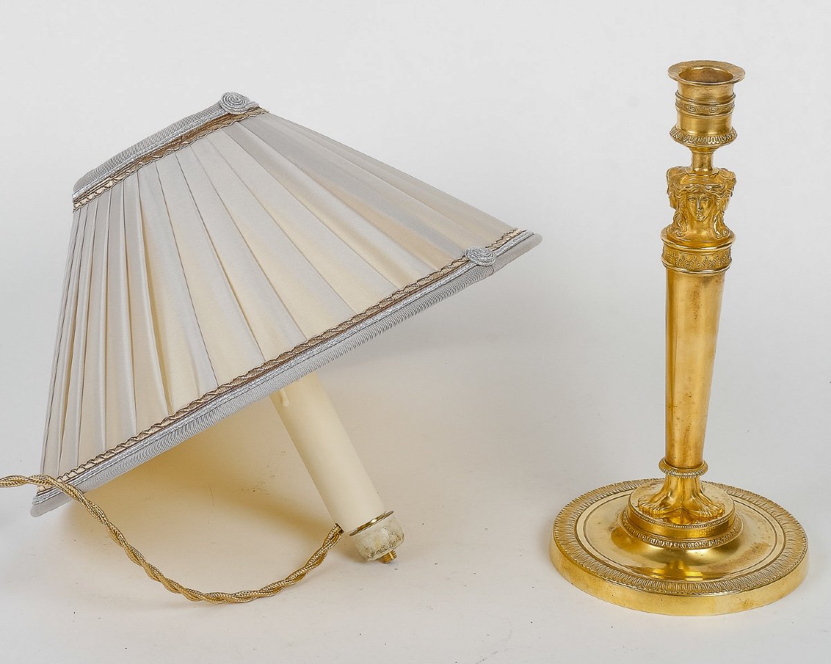 Pair Of Candlesticks Converted In Table-lamps Attributed To Claude Galle Circa 1810-photo-4
