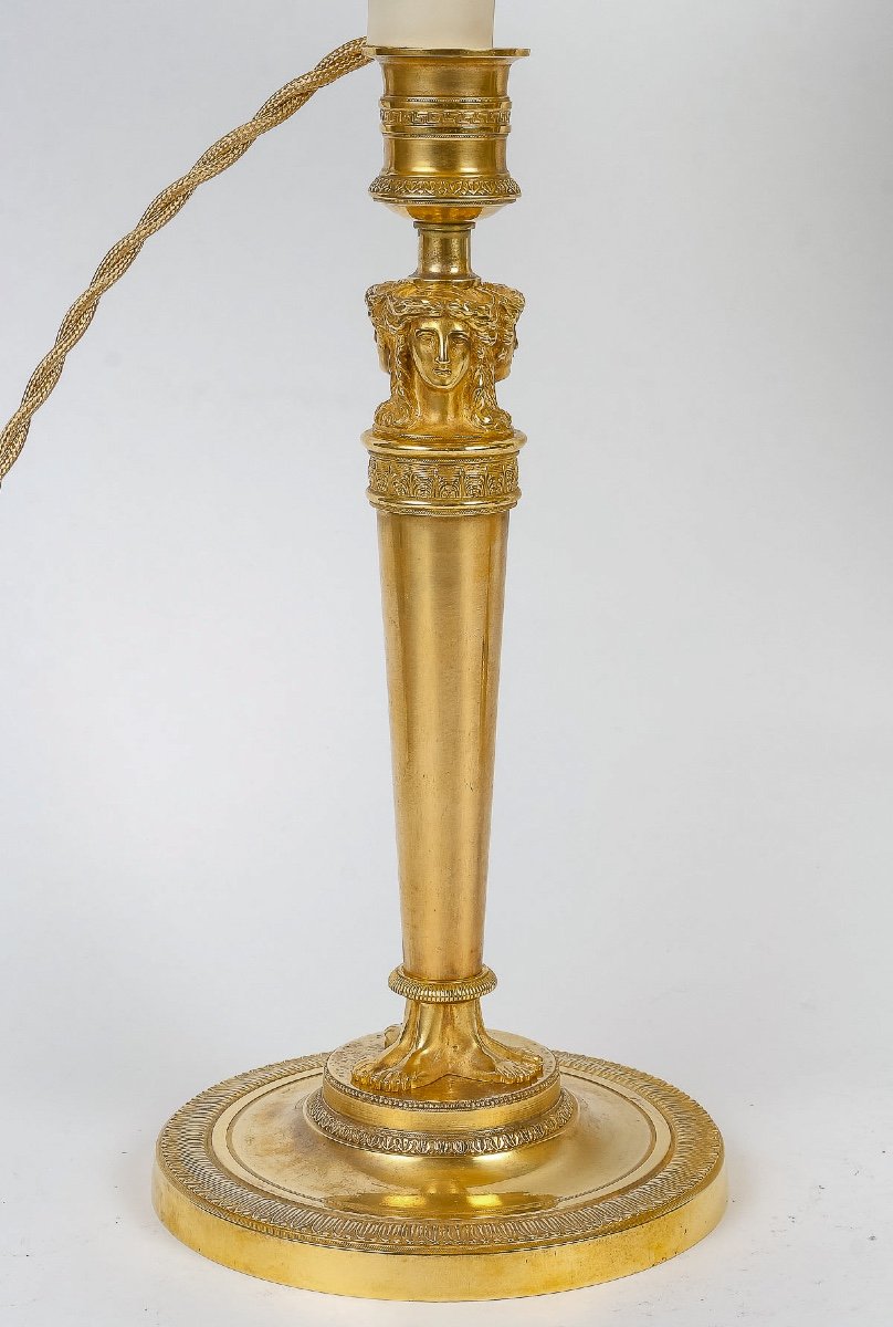 Paire De Flambeaux à Bustes De Femmes Montés En Lampes Attribuée à Claude Galle Vers 1810-photo-2