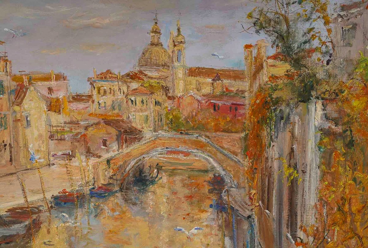 Serge Belloni (1925-2005) - Venice Its Canals And Bridges Oil On Canvas Dated 1978-photo-4