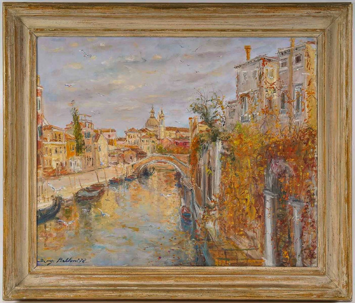Serge Belloni (1925-2005) - Venice Its Canals And Bridges Oil On Canvas Dated 1978-photo-8