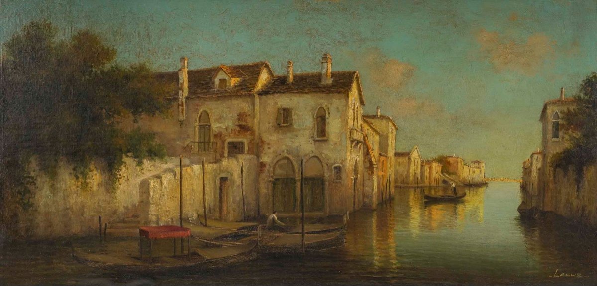 Alphonse Lecoz La Venise Cachée Huile Sur Toile Vers 1890-1900-photo-2
